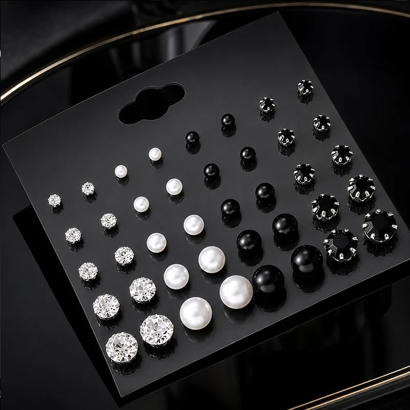 12/15/20 Paar Kristall-Ohrstecker-Set für Damen und Herren, Funkelnde Zirkon-Ohrringe, Verschiedene Stile, Minimalistischer Zierlicher Ohrschmuck – Detail 13