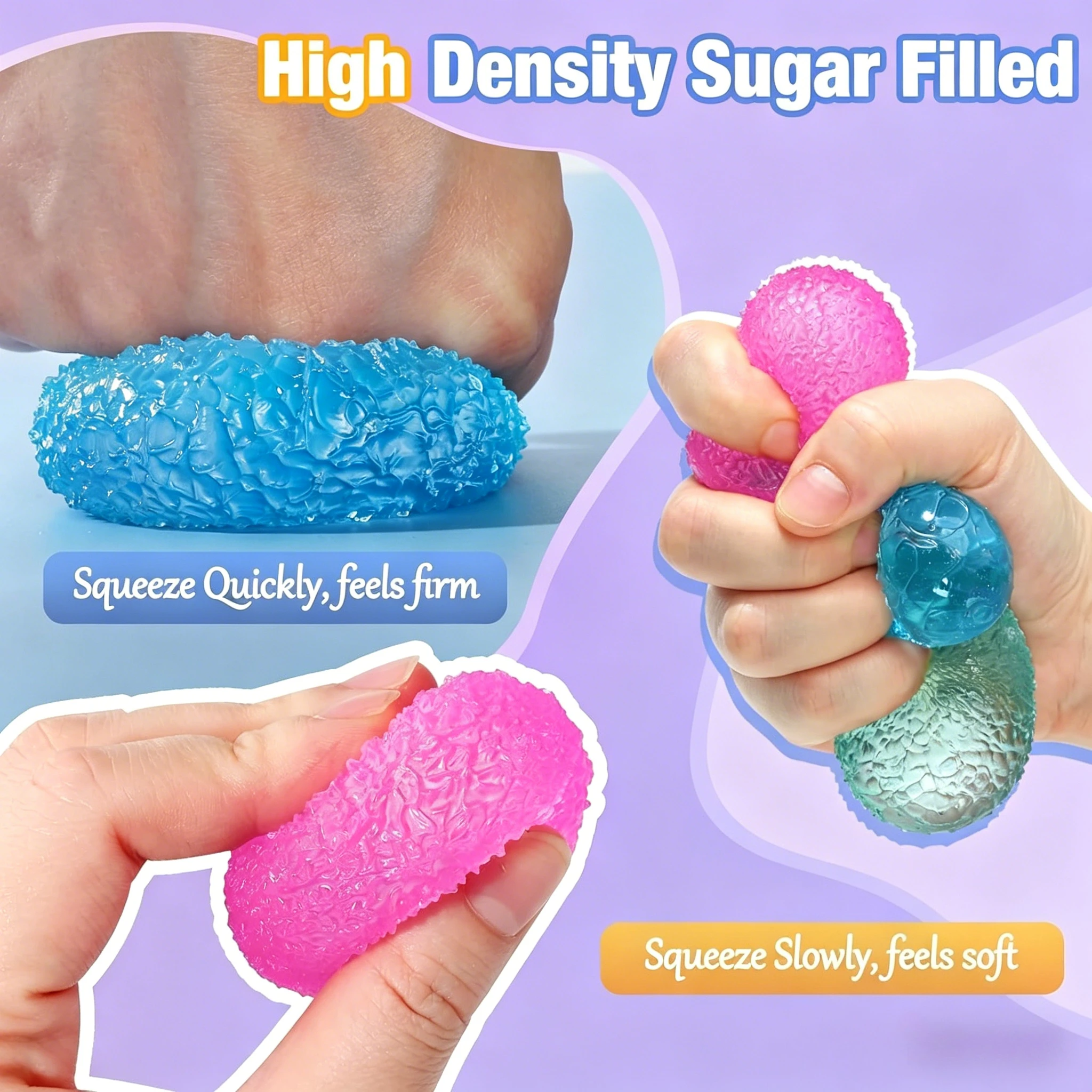 1/3/6 Stück 4CM Texturierter Stressabbau-Ball Langsam Aufsteigender Maltose-Gel Weicher Sensorischer Fidget-Quetschball für Mädchen und Kinder Anti-Stress-Spielzeug – Detail 2