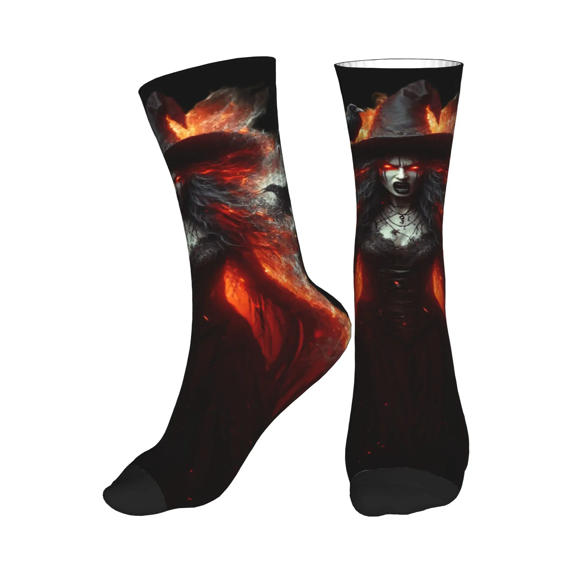 

Flaming Witch Mens Crew Socks Unisex Kawaii 3D Print Dress Socks