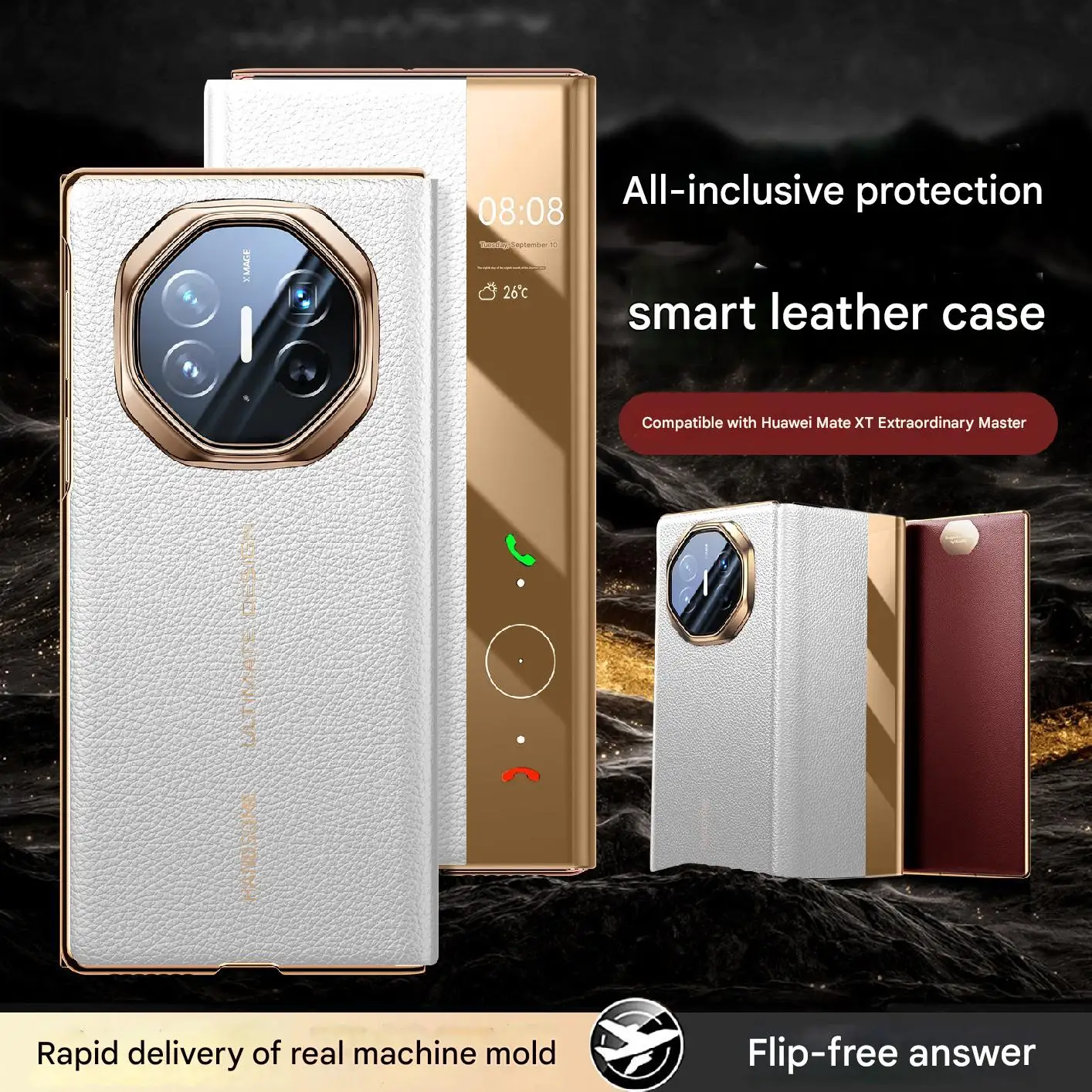 

leather case For Huawei Mate XT Luxury Business High End Folding leather Ultra Thin Phone Case Cover For Huawei Mate XT shell