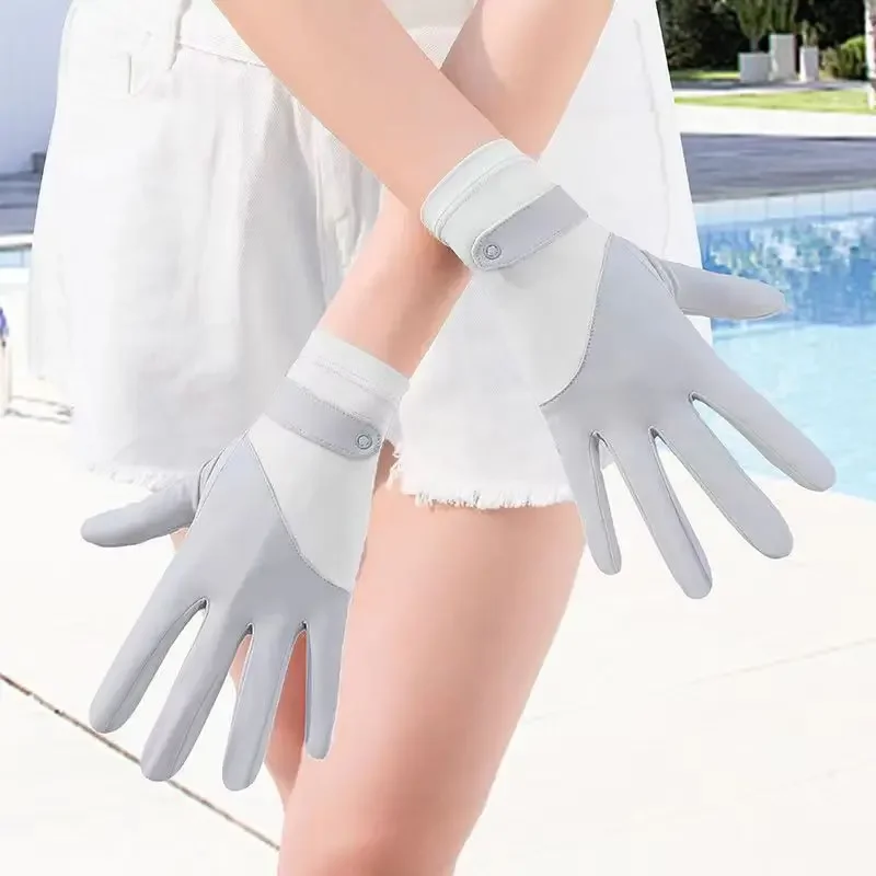 Summer Sunscreen Gloves Women Thin Ice Silk Anti-ultraviolet Dew Finger Touch Screen Driving Riding Non-slip Breathable Gloves