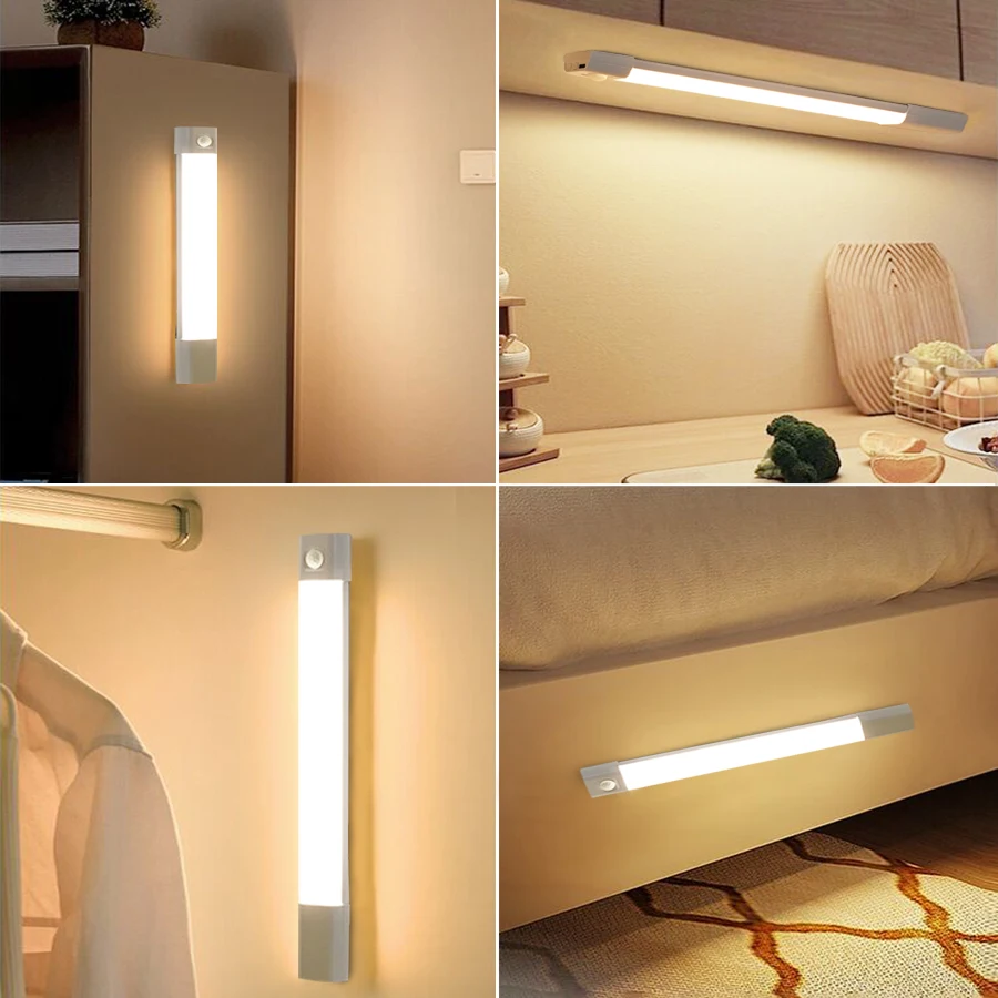 30CM Motion Sensor Lamp Wireless LED Night Light USB Rechargeable Under Cabinet Light for Kitchen Wardrobe Staircase Lighting