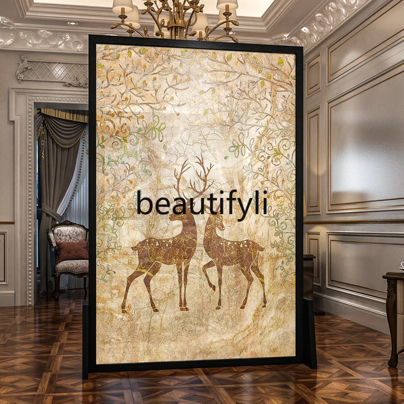 Nordic ไม้โทรศัพท์มือถือหน้าจอพาร์ทิชันห้องนั่งเล่นทางเข้าขนาดเล็ก Apartment Creative ผ้าที่นั่งหน้าจอ Elk