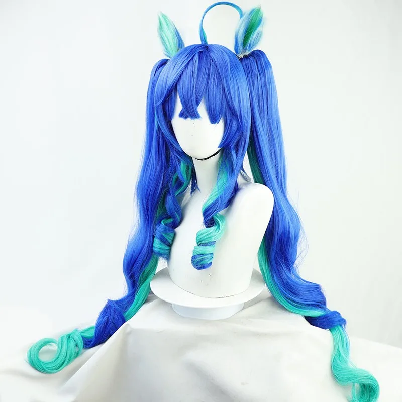 วิกผม Anime เทอร์โบคู่แฝดสำหรับแข่งม้าเดอร์บี้แสนสวยคอสวิกผมคอสตูมฮาโลวีนสำหรับบทบาทสัตว์หูสีน้ำตาลเข้ม