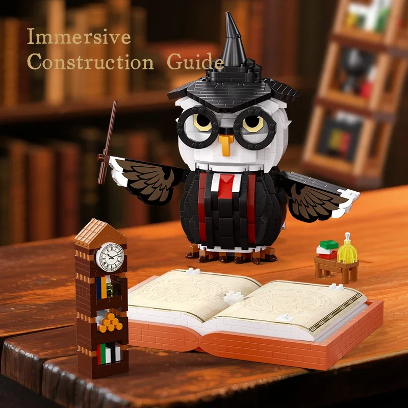 Kreative Magie Buch Tiere Spielzeug Bausteine Eule & Löwe Desktop Ornamente Für Kinder Halloween Geschenke