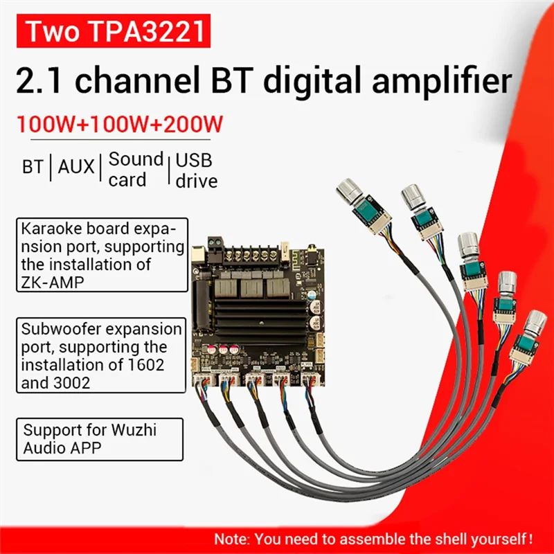 

B63B-ZK-ST21 Digital Power Amplifier Board Black PCB Bluetooth Amplifier Module With Leads