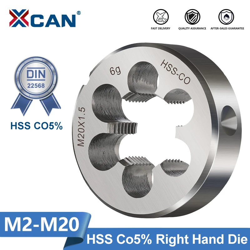XCAN Metric Die HSS Co5% DIN 22568 Right Hand Thread Die Male Thread Cutting Tools M2 M3 M4 M5 M6 M8 M10 M12 M14 M16 M20