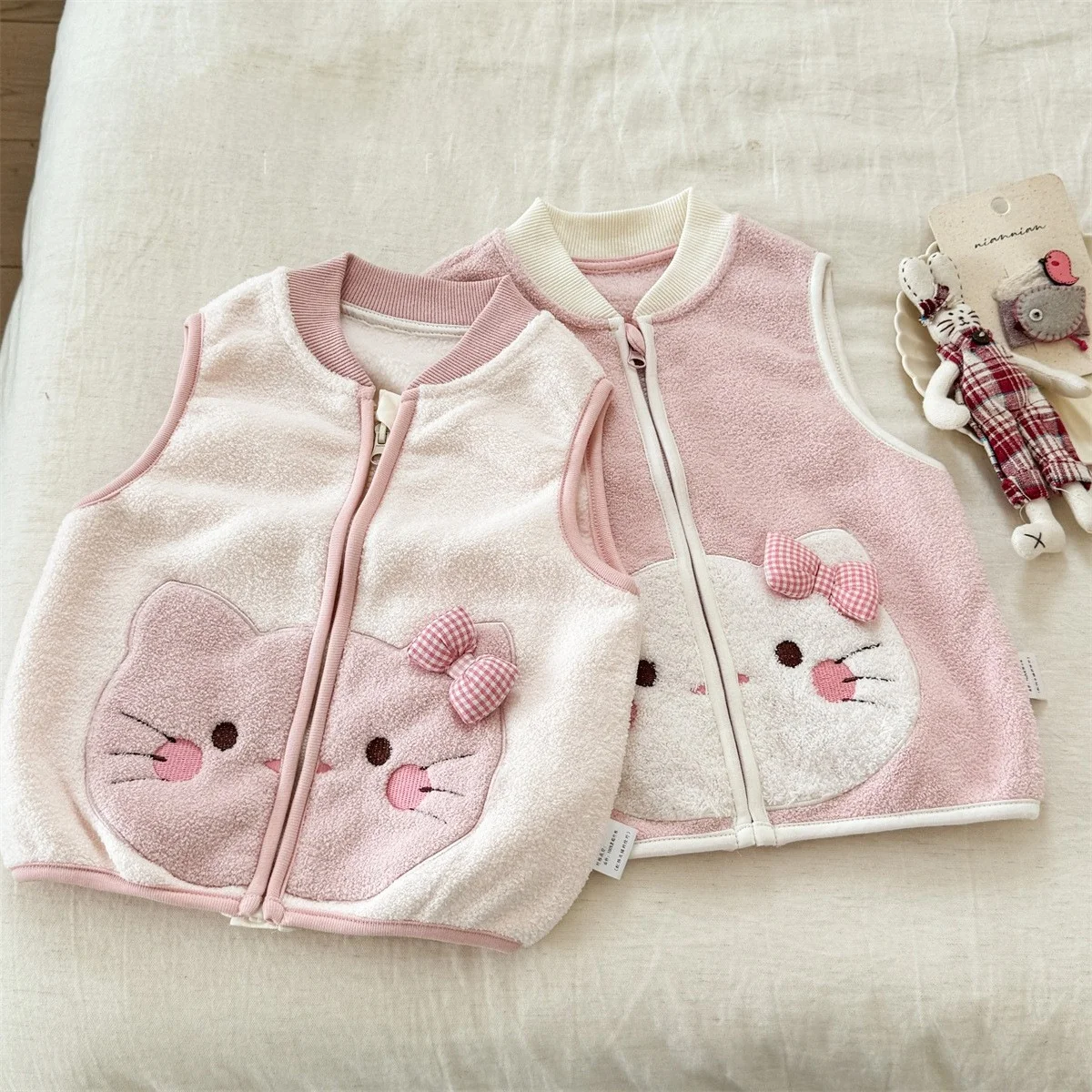 

Warm Cloud Velvet Vest for Girls Baby Outwear Children's Faionable Little oulder Pad Autumn Winter Seasonal Clothing