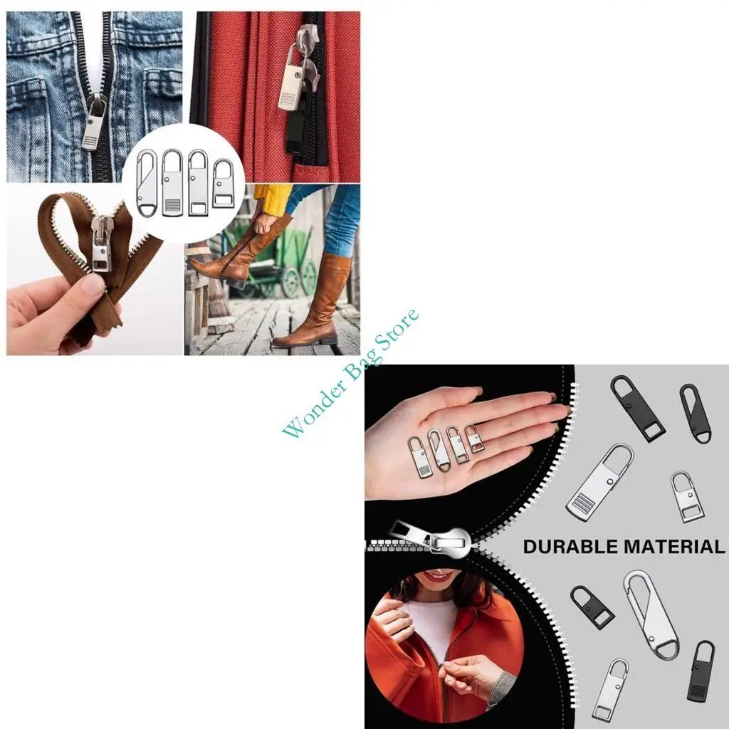 

H3CB 33Pcs Zipper Pull Replacement Repair Slider Pull Tab Universal Fixer Tool