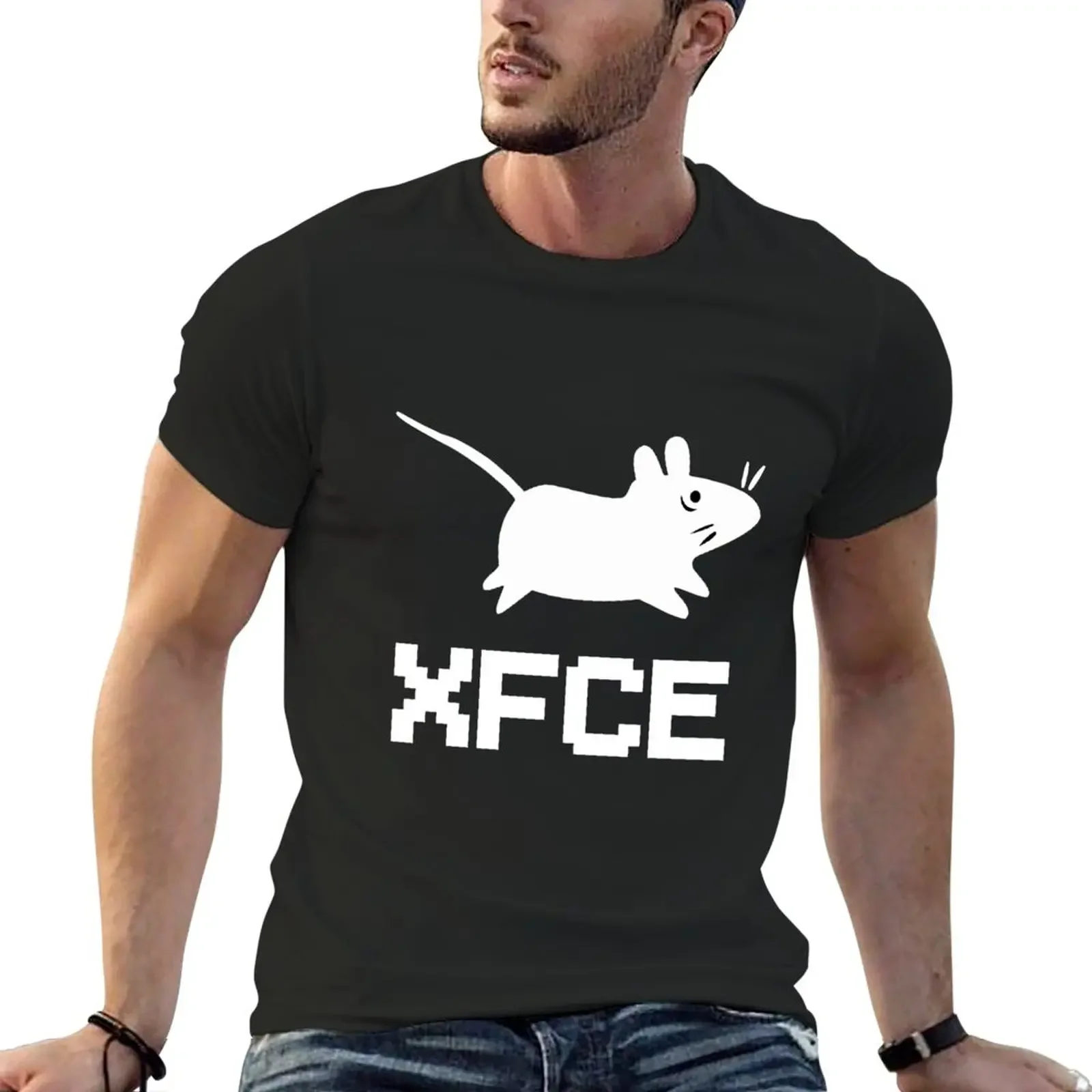 New XFCE LOGO XFCE MOUSE T-Shirt graphic t shirts oversized t shirt sweat shirts black t shirt men shirts