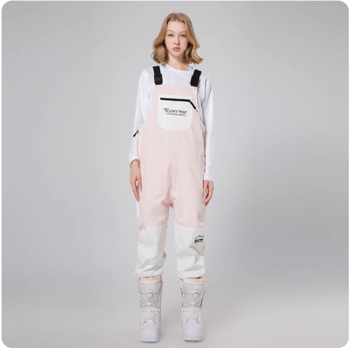 RAWRWAR Calça térmica slim fit com babador de esqui para homens e mulheres 2025 à prova d'água à prova de vento com suspensórios equipamento para clima frio