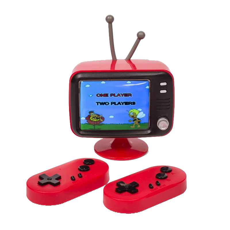 

A two player game console with a retro mini TV design