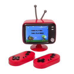 A two player game console with a retro mini TV design