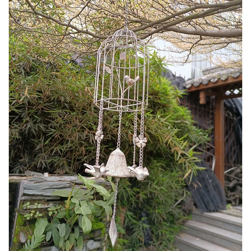 Klatka dla ptaków styl outdoorowe, chroniące przed wiatrem dzwonek żeliwny Birdhouse Garden Bell Décoration De Jardin Carillon à Vent japonis 윈드벨