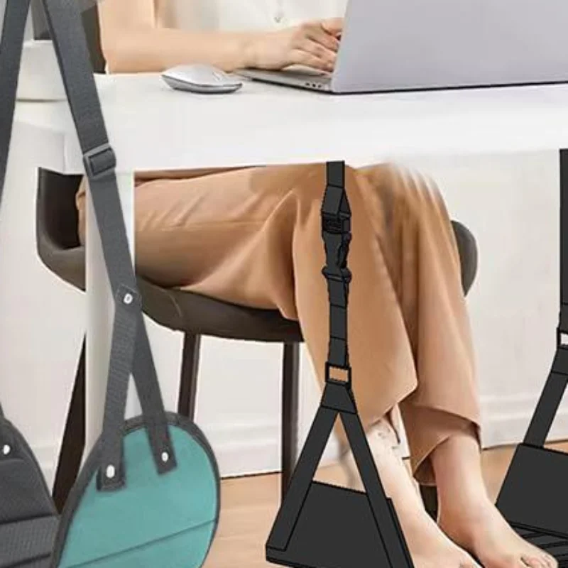 Portable Adjustable Foot Rest Hammock for Travel Plane Train Car Comfortable Hanger for Office Home Long Trip Use