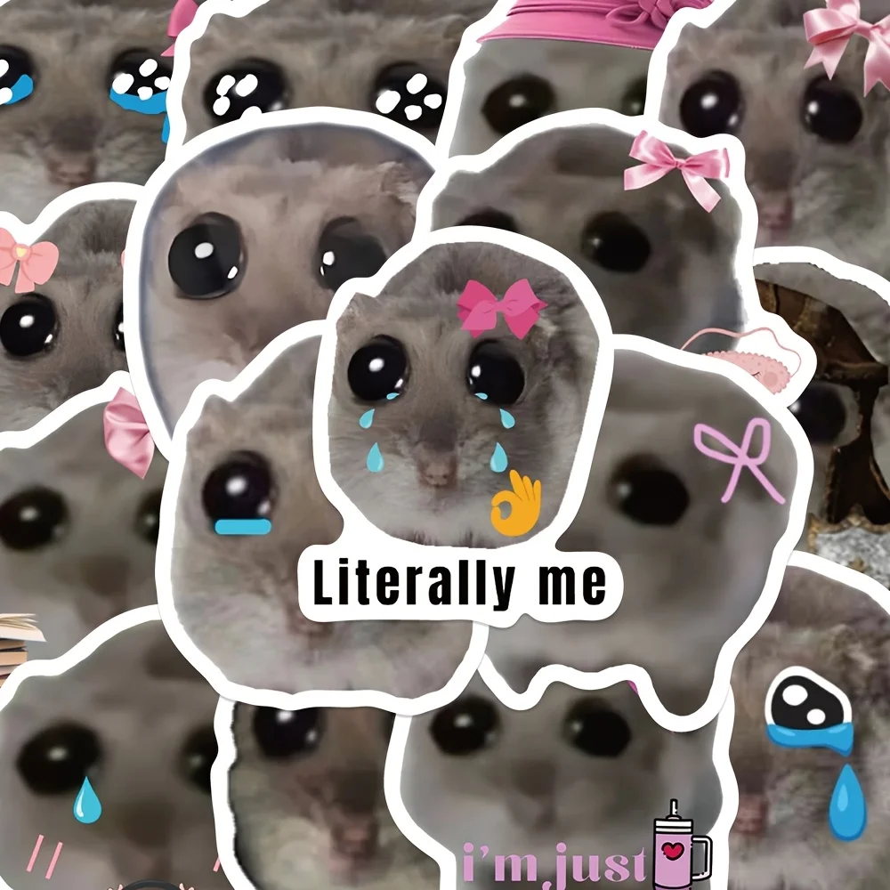 56 قطعة الكرتون حزين الهامستر ميمي ملصقات مضحك الحيوانات صائق DIY بها بنفسك دفتر الهاتف المحمول حقيبة ركوب الأمواج المراهقين الهدايا ملصقات #1