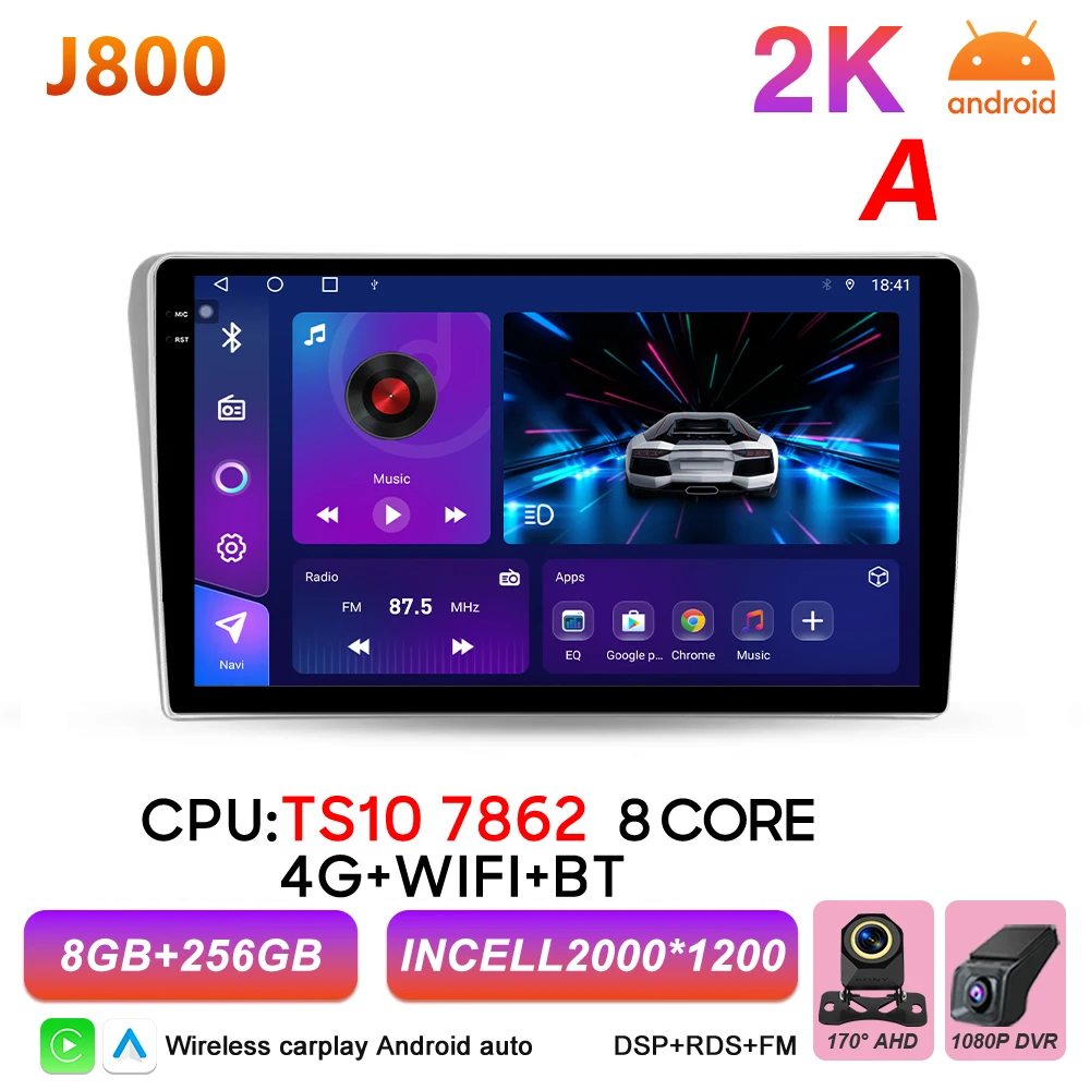 Android 16 autoradio voor Toyota Avensis T25 T250 2003 - 2009 multimediaspeler autoradio BT Carplay Auto GPS stereo DSP scherm - afbeelding 1