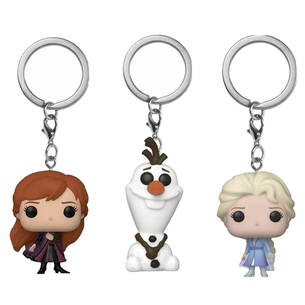 Chaveiro de Anime Frozen com Anna, Olaf e Elsa, Figuras de Ação em Vinil da Linda Rainha Princesa Elsa, Coleção de Estatuetas, Brinquedos e Presentes
