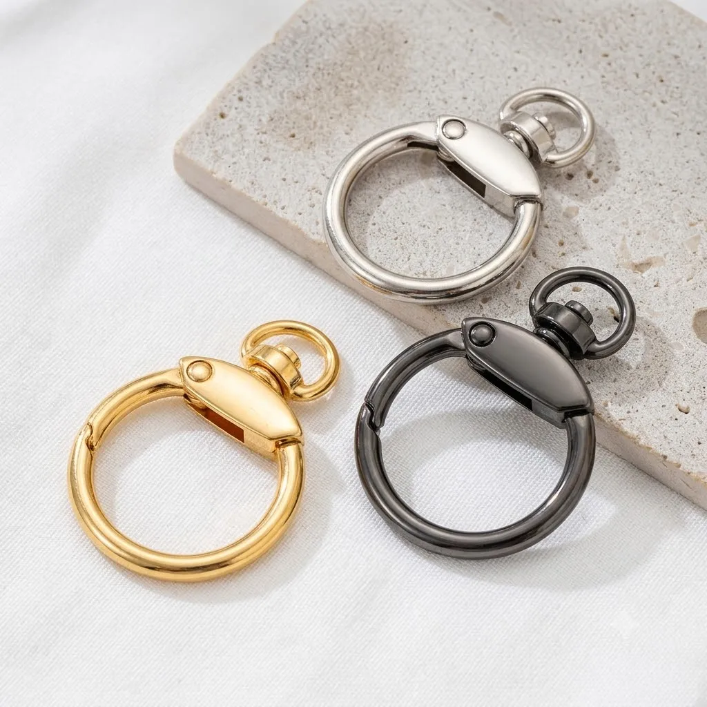 5pcs/Lot Metal Open Spring Clasps Keyrings With Swivel Jump Ring For Jewelry Making SuppliesDIY Keychain Dog Chain Accessories