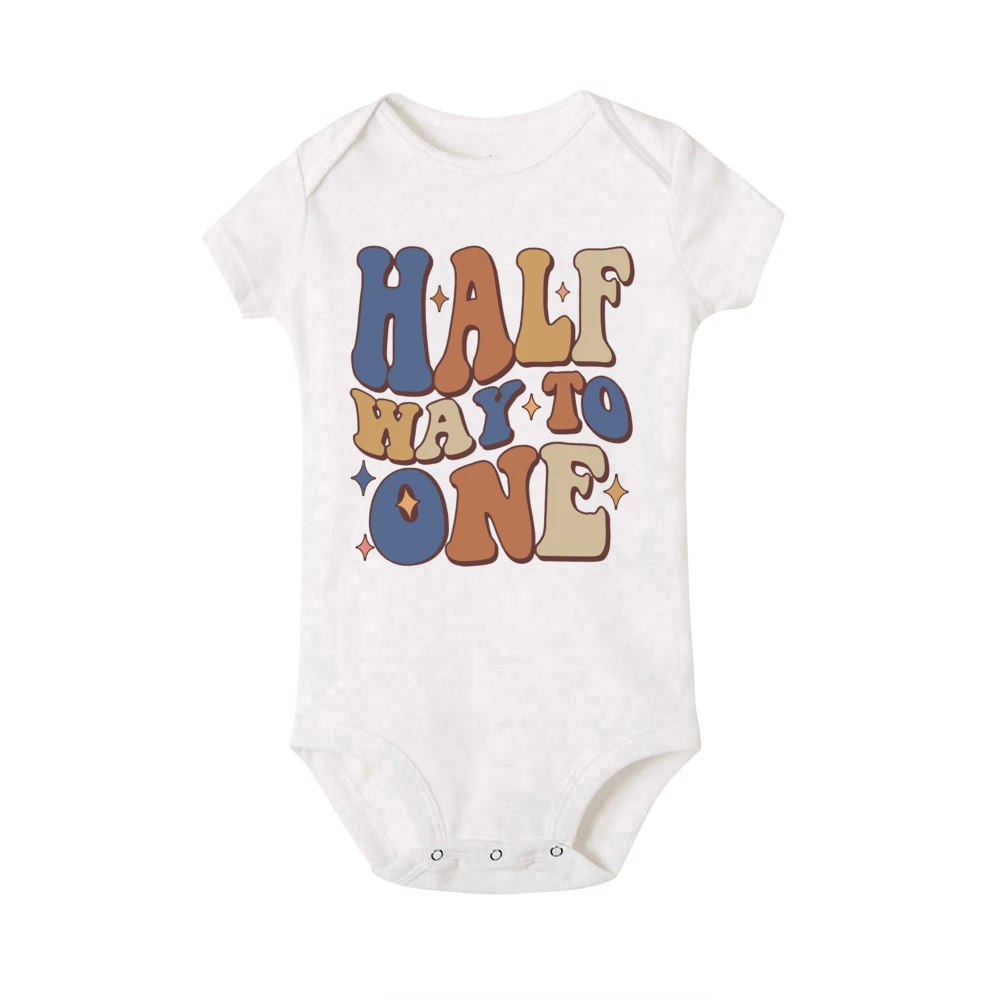 Half Way To One Birthday Baby pagliaccetto Baby Half Party outfit Infant 6 mesi Old body 6 mesi photobot 1/2 Birthday Shirt