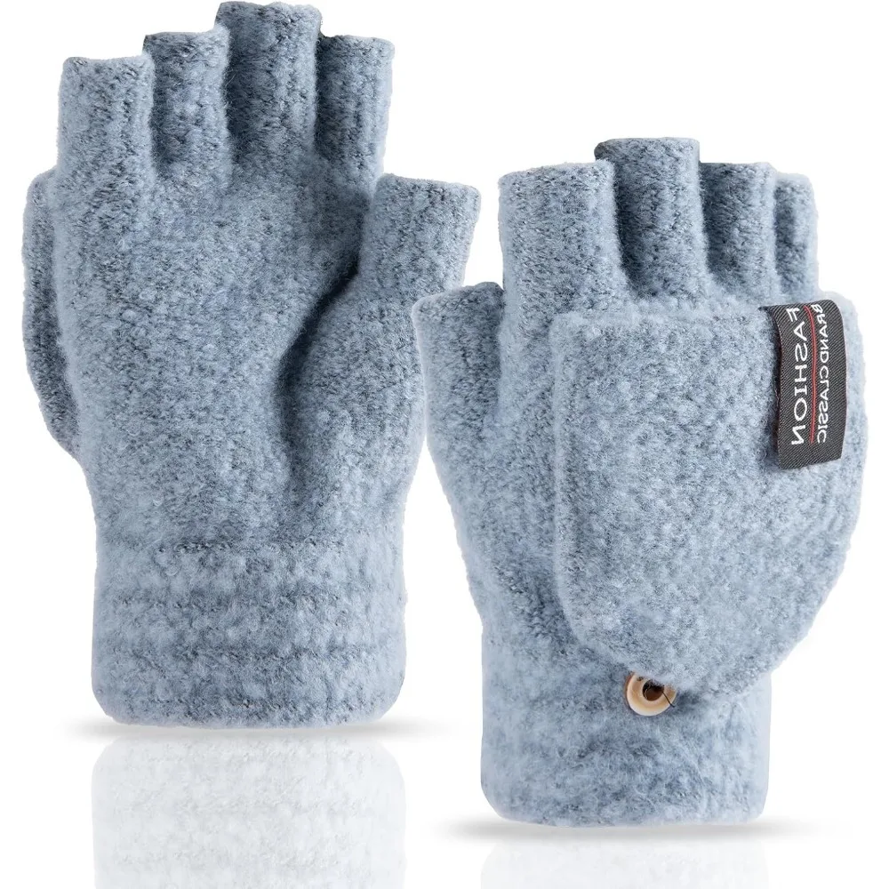 

Зимние варежки-трансформеры, перчатки без пальцев для мужчин и женщин, теплые перчатки с половиной пальца