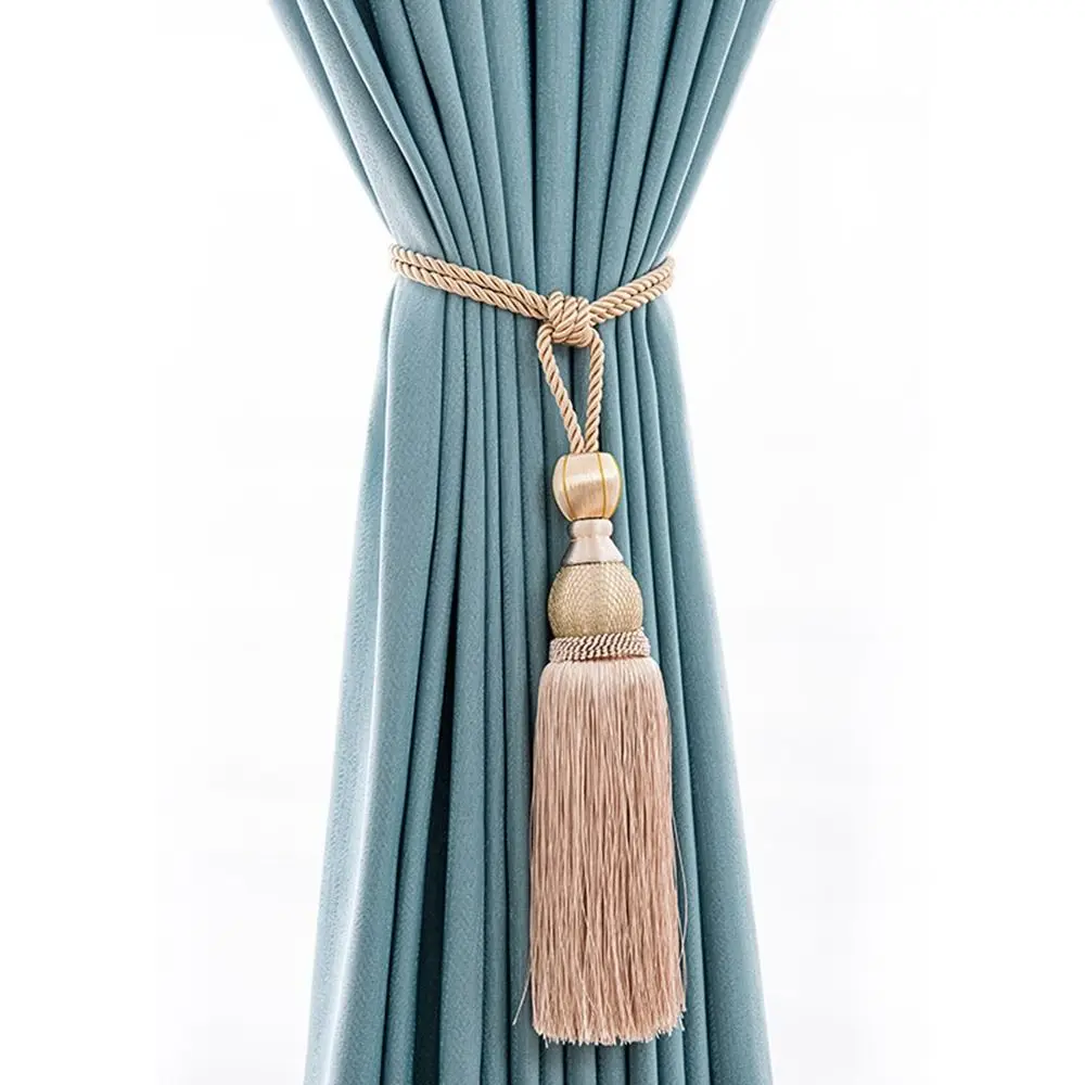 No Installation Curtain Tassels Tieback Polyester Yarn Multicolor Tassel Curtain Ties Punch-free Gold Wire Hanging Ball
