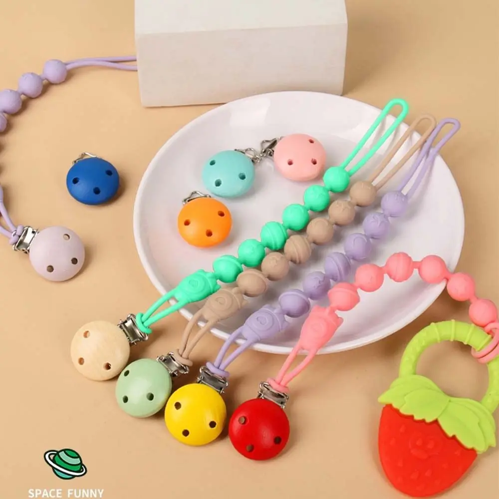 Cartoon Baby Pacifier Chain Adjustable Teether Toys Straps Anti-lost Chain Strap Stroller Accessories Silicone