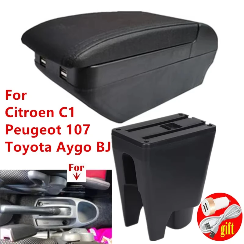 

Storage box For Toyota Aygo BJ Armrest Box for Citroen C1 Peugeot 107 Armrest Box Store Box Cup Holder Dedicated Retrofit