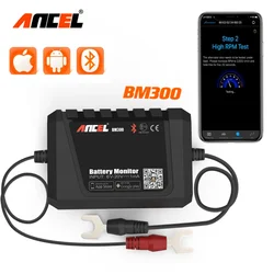 ANCEL BM300 12V Battery Tester Bluetooth Cranking System Charging Cranking Voltage Test Battery Monitor Battery Test For Android