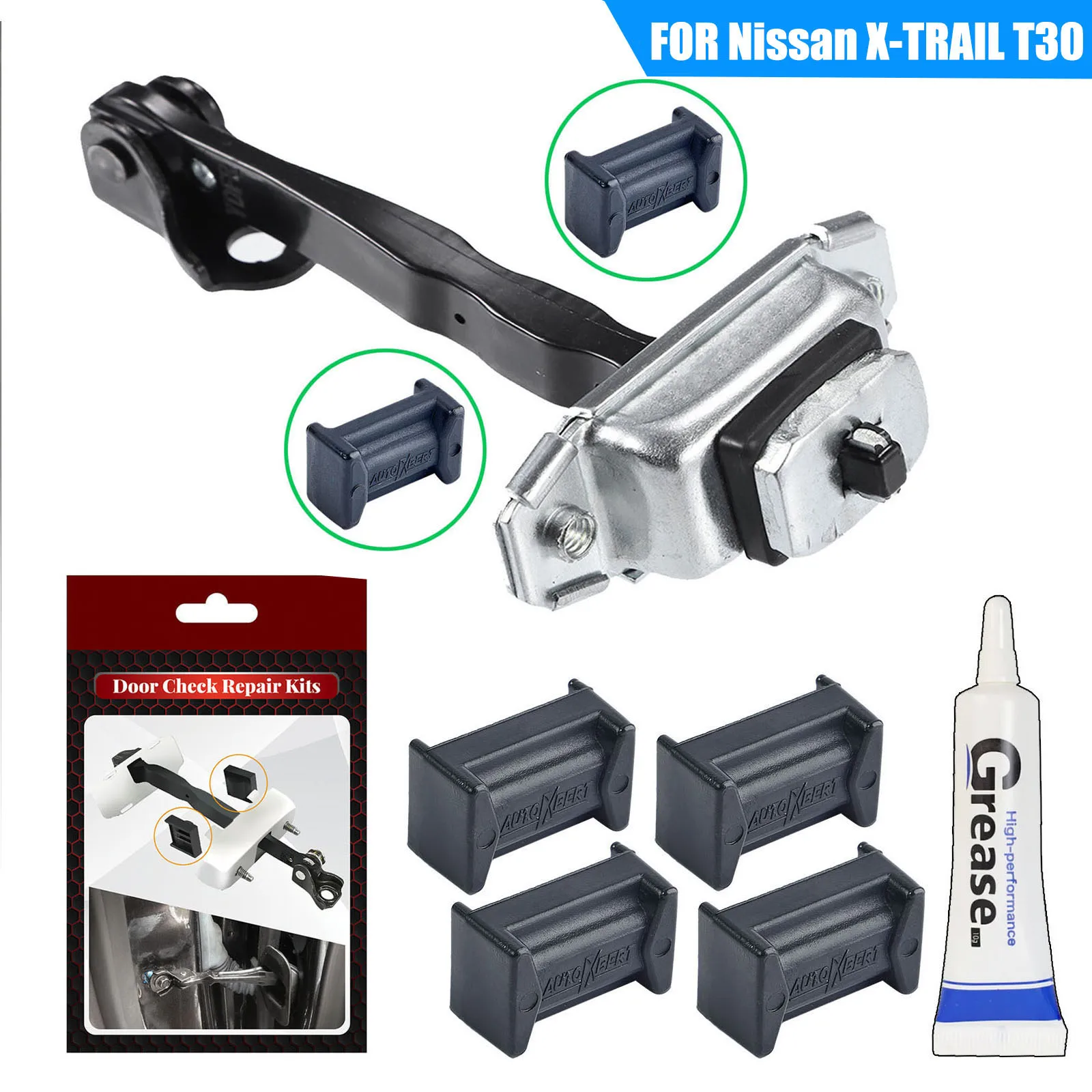 車のドア修理チェッカーキット、ストラップチェック、アセンブリアーム制限、ジャムストップ、修理、nissan X-TRAIL t30、t31、2000-2015 fix、4個の交換