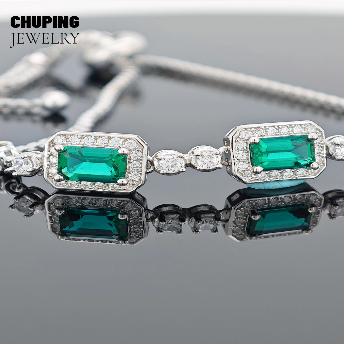 ChuPing Lab Ruby Lab Emerald S925 سوار فضي هدية للذكرى السنوية للنساء حفلة كلاسيكية عيد الحب أو هدية عيد ميلاد