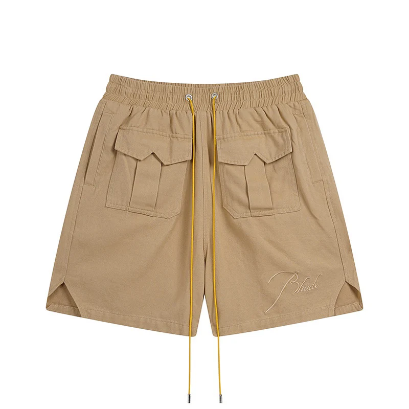 

American Style Trendy Rhude Shorts Embroidered Letters Washed Fabric Sports Casual Shorts