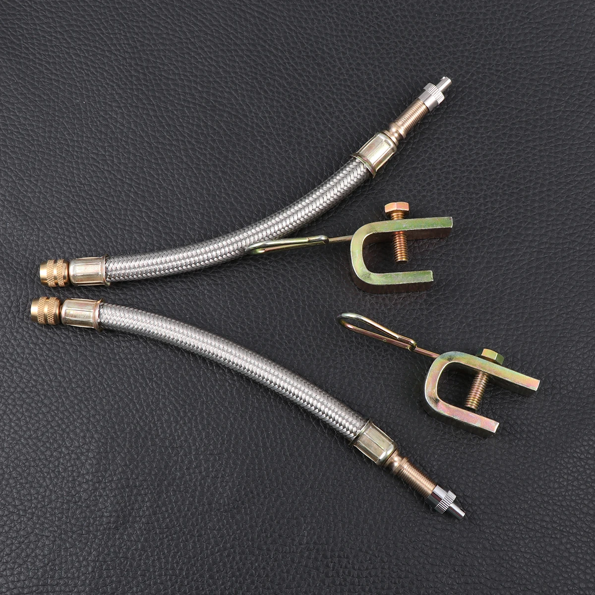 

2pcs Tire Valve Stem Extension Adaptor for Car Motorcycle Trailer Steel Braided Hose Gas Nozzle Heavy Vehicles Copper Nut