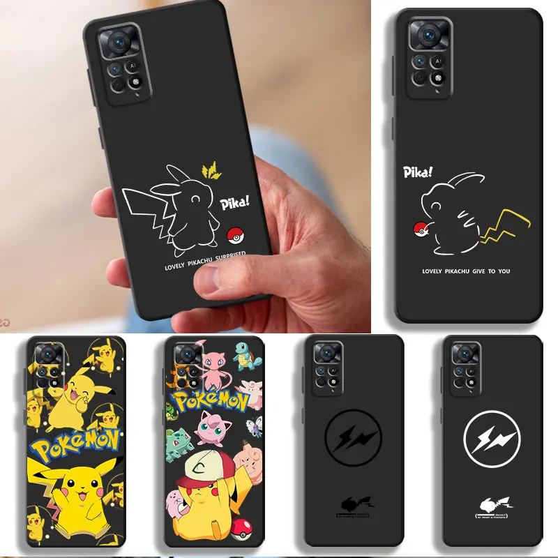 Pikachu Pokemon Cute Funda for Xiaomi Redmi Note 7 11 Pro 9 8 10S 10 Lite 8T 11S 9S 11T Note10 5G Pro+ Pro 11E Black Case