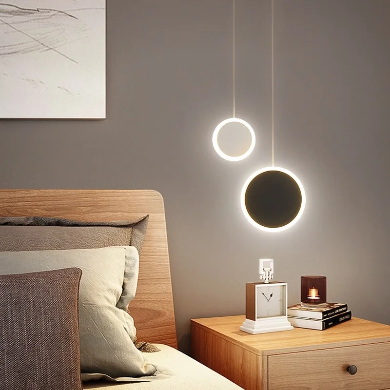 

Novelty Nordic Led Pendant Lights Bedroom Bedside Hanging Lamp Indoor Lighting For Restaurant Kitchen Bar White Black Decorate