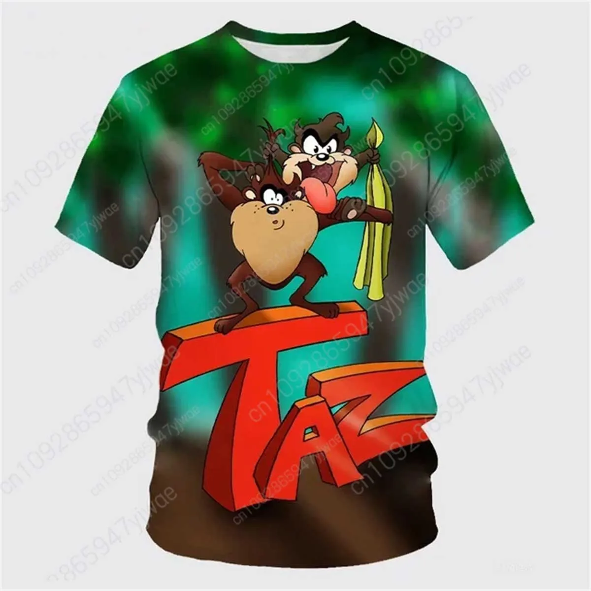 تسمانيا الشيطان الكرتون المطبوعة تي شيرت الأطفال ملابس رياضية جديدة تي شيرتات قصيرة الاكمام عيد الميلاد تأثيري الملابس الكبار تي شيرت