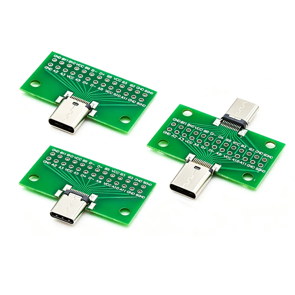 Type-C Male to Female USB 3.1 Test PCB Board Adapter Type C 24P 2.54mm Connector Socket For Data Line Wire Cable Transfer