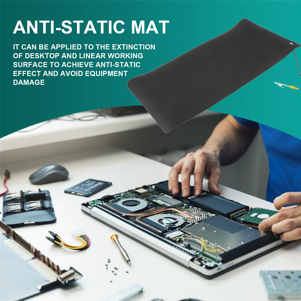 A06K Anti-Static Mat+Ground Wire for Mobile Computer Repair Antistatic Blanket,ESD Mat