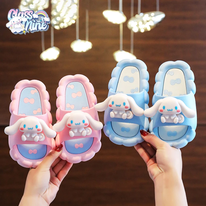 

Kawaii Sanrio Slippers Cinnamoroll Cartoon Cute Anime Student Home Bathroom Bathing Anti-Slip Sandal Kids Toys for Girls