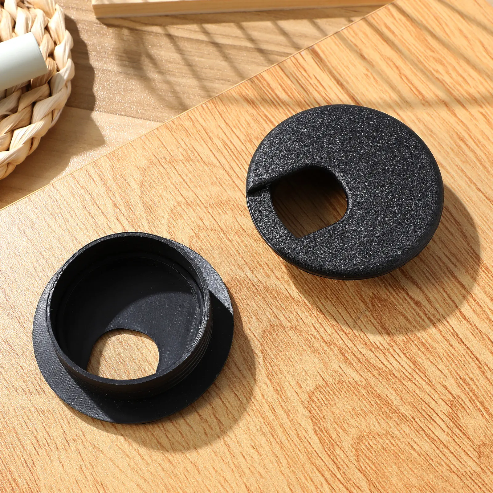 6Pcs Cable Hole Covers Desk Grommet Caps Thickened Plastic Desk Hole Covers for Office Home Cable Management Wiring Organizer