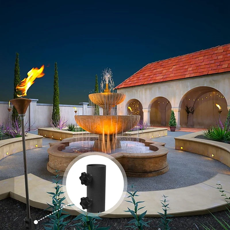 4 PCS Steel Torch Stakes, Garden Stakes For Outdoor Lights, Black Ground Spike Replacement Stakes For Solar Lights