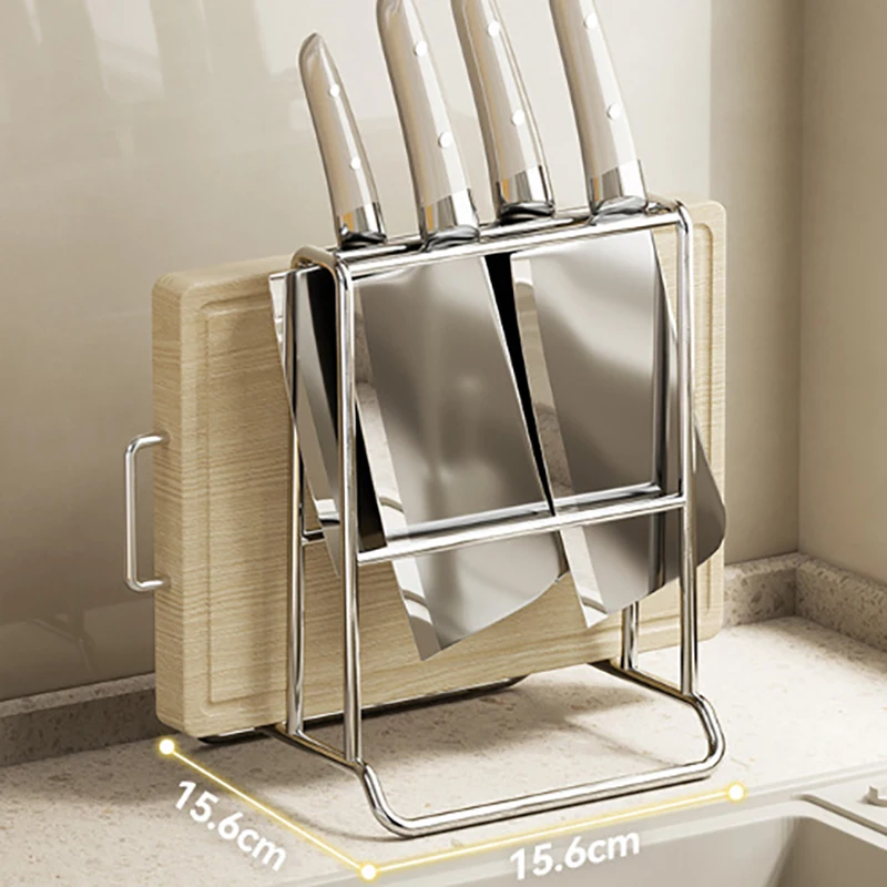Rak Organizer Piring Baja Tahan Karat Tempat Tutup Panci Rak Penyimpanan Papan Pemotong Modern Tugas Berat Multifungsi untuk Dapur