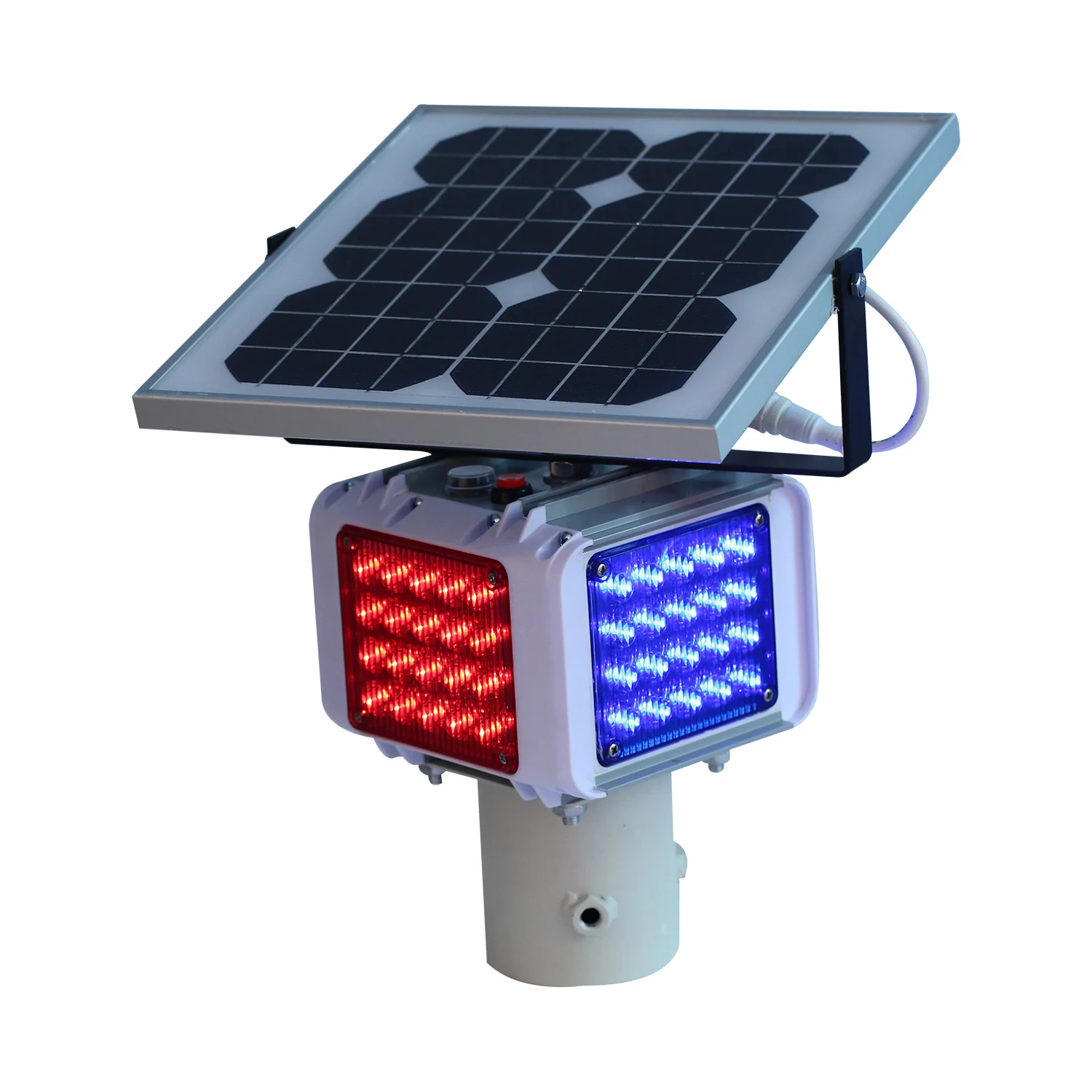 Aluminum Profile Solar Strobe Light 9V Red Blue Double LED Traffic Signal Warning Light For Road Construction