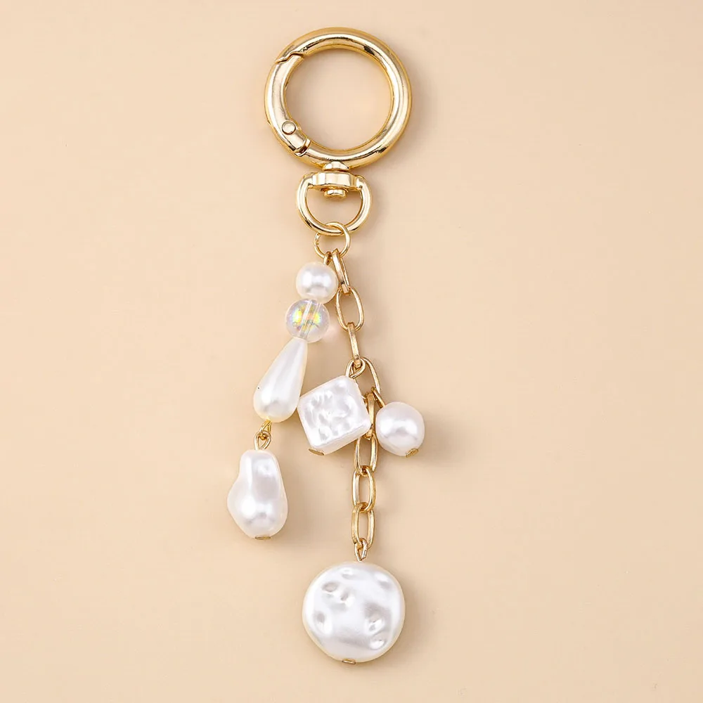 Aihua Mode Y2K Gold Farbe Nette Seestern Perlen Muschel Schlüsselbund Schlüssel Ringe für Männer Frauen Handtasche Anhänger DIY Schmuck Geschenk – Detail 8