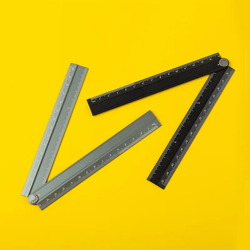 30cm Aluminum Folding Ruler - Multi-Functional Metal Measuring Tool for Drawing, Carpentry & DIY Projects