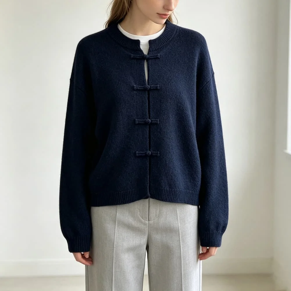 For Beach Vacation Women Summer Pullover Button Front Cardigan For Summer Beach Holiday Solid Color Knitwear Chinese
