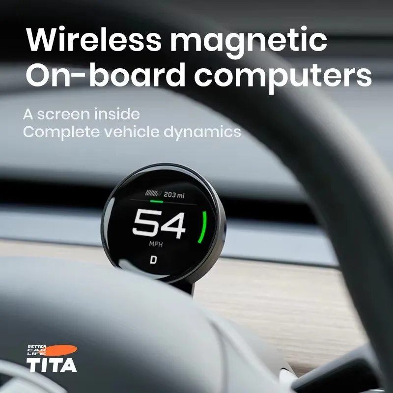 Wireless Magnetic Car HUD for Tesla Model 3 Y Heads Up Display Real-time Speed Vehicle Dynamic Data On-board Computer
