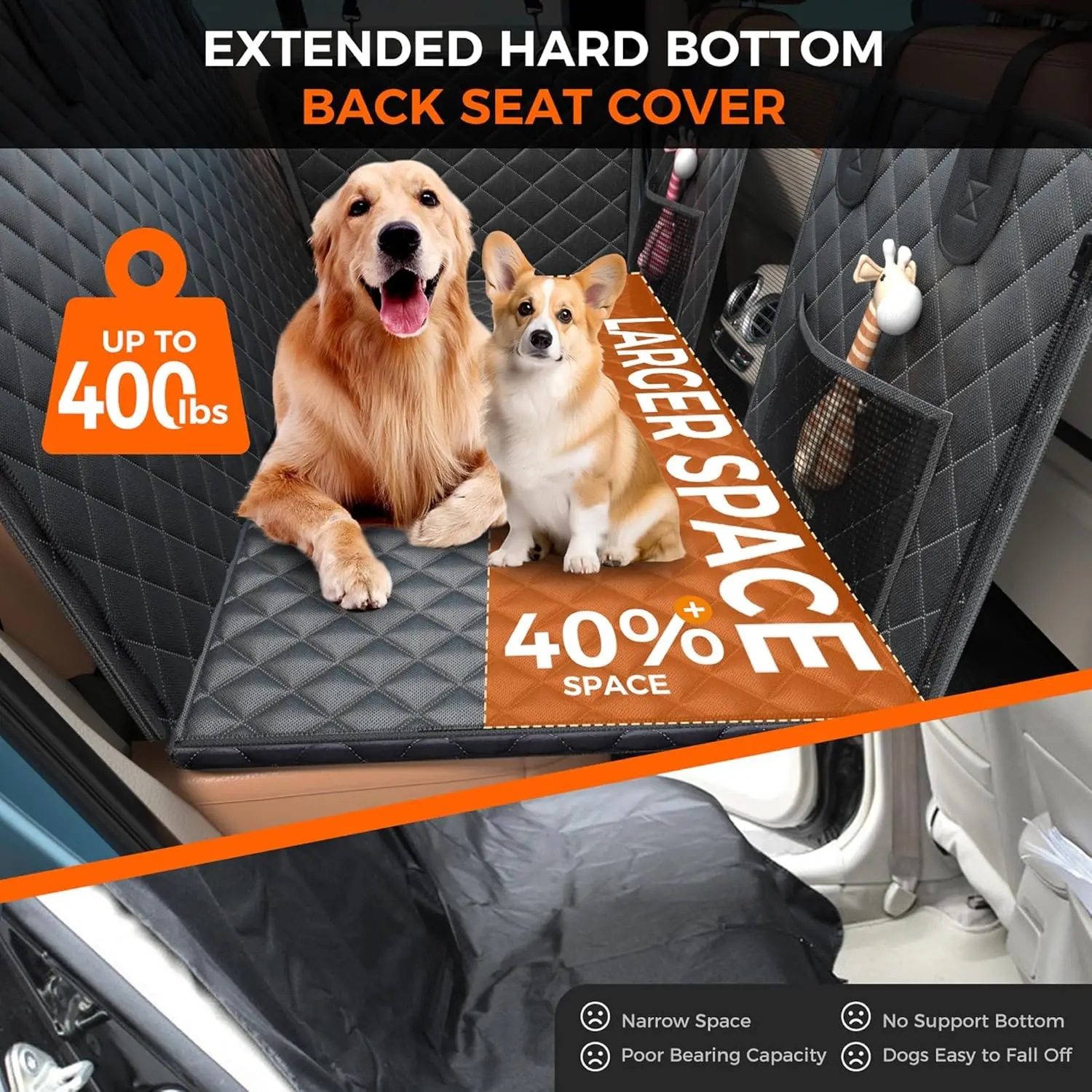 Funda impermeable extensor de asiento trasero para perros - imagen 3