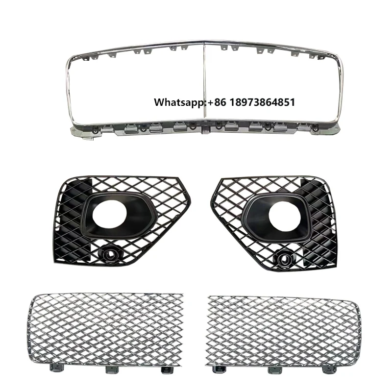 

Exterior Accessories Grill Front Grille Black Chrome Abs Plastic for Bentley Bentayga 2021 2022 Fog Lamp Cover