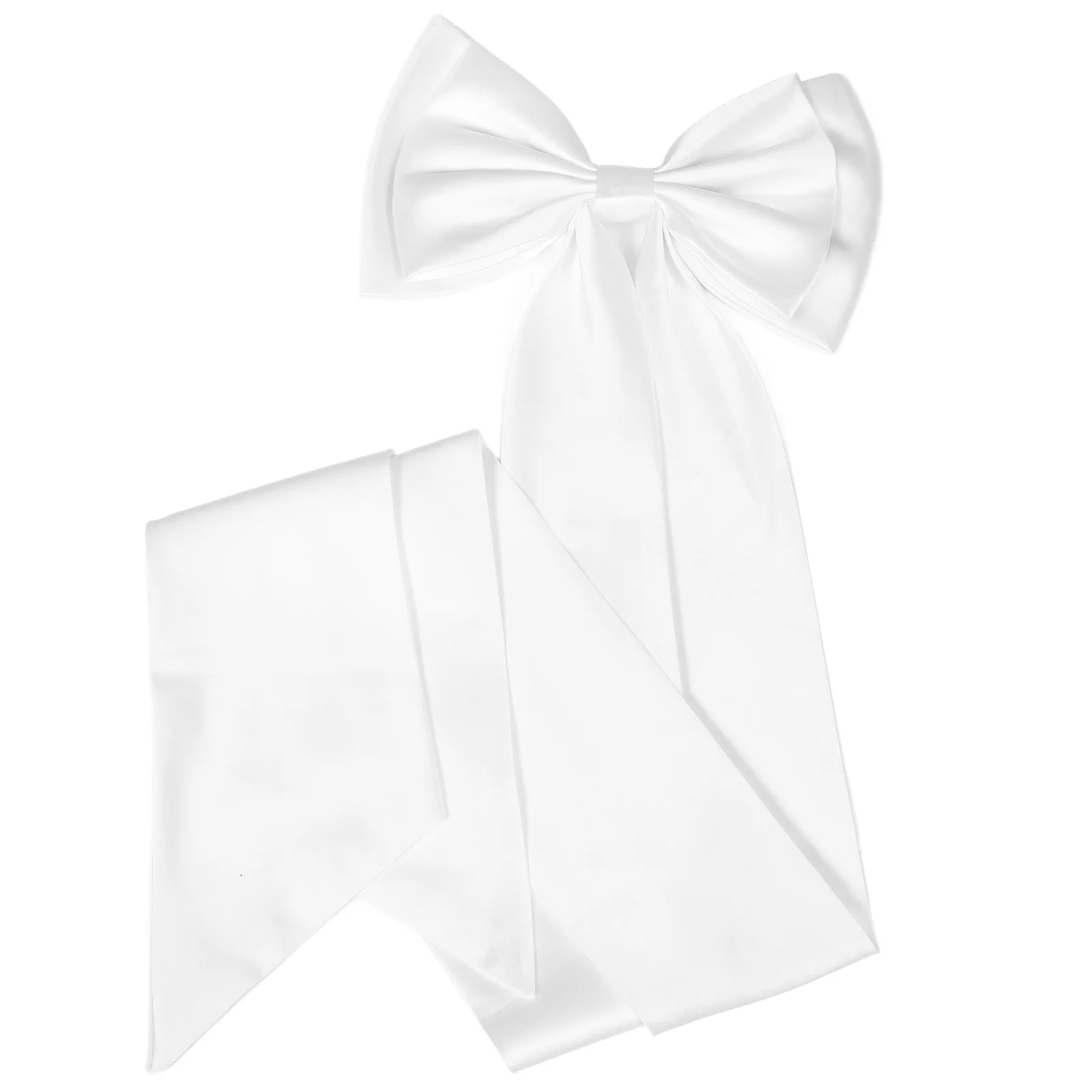 Wedding Bow Belt Detachable Satin Bowknot White Silk Dress Train Bridal Waist Belts Removable Fabric Gown